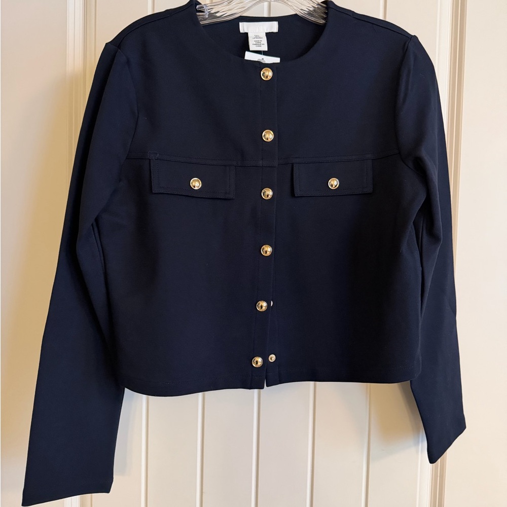 H&M Dark Blue Jacket with Gold Accents